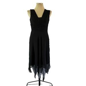 NWT Vtg Y2K 2000s Black Baby Doll Silk Midi Dress Sz 10 Whimsigoth Fairy Grunge